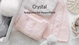  Presentation with infants - Colorful slide set enhanced with pinkish - folded clothing for infants hats backdrop and a light gray colored foreground