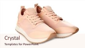  Presentation with flat lay of female sport - Presentation theme with pinkish - pair of female sport shoes background and a  colored foreground