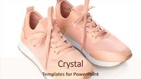  Presentation with female sport - Slide deck having pinkish - pair of female sport shoes background and a  colored foreground