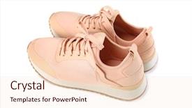  Presentation with female sport - Presentation design featuring pinkish - pair of female sport shoes background and a  colored foreground