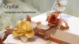  Presentation with cake - PPT theme with pinkish - wedding cake details background and a light gray colored foreground
