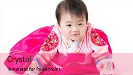  Presentation with korean - Beautiful theme featuring pinky - korean little girl crawling backdrop and a coral colored foreground