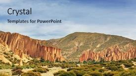 Presentation with rock - Colorful theme enhanced with pinnacle - bolivian canyon near tupiza bolivia backdrop and a light blue colored foreground
