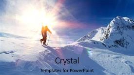  Presentation with hiking mountain - Amazing slide set having pinnacle - rear view of skier hiking backdrop and a teal colored foreground