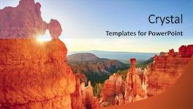  Presentation with window rock - PPT layouts consisting of pinnacle - sun is shining background and a light blue colored foreground