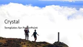  Presentation with trekking - PPT layouts consisting of pinnacle - young couple trekking on pico background and a white colored foreground
