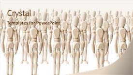  Presentation with crowd - Presentation with army men toy - large group of wooden dummies background and a cream colored foreground