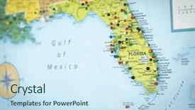  Presentation with united states map - Audience pleasing slides consisting of pinpoint - colorful detail map macro close backdrop and a sky blue colored foreground