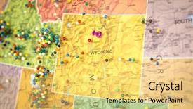  Presentation with united states map - Theme with pinpoint - colorful detail map macro close background and a yellow colored foreground