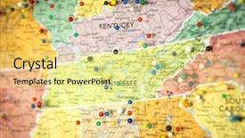  Presentation with united states map - Slides having pinpoint - colorful detail map macro close background and a blonde colored foreground