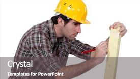  Presentation with measure and marking tools - Beautiful theme featuring pinpoint - man marking wood backdrop and a  colored foreground