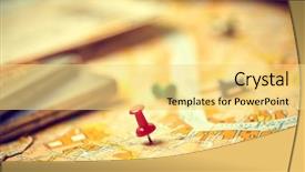  Presentation with travel itinerary - PPT theme enhanced with pins marking travel itinerary points background and a yellow colored foreground