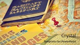  Presentation with travel itinerary - Presentation theme having pins marking travel itinerary points background and a yellow colored foreground