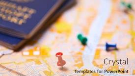  Presentation with travel itinerary - Amazing PPT theme having pins-marking-travel-itinerary-points backdrop and a lemonade colored foreground