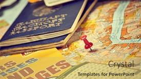  Presentation with travel itinerary - PPT layouts with pins-marking-travel-itinerary-points background and a yellow colored foreground