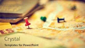  Presentation with travel itinerary - Theme having pins-marking-travel-itinerary-points background and a yellow colored foreground