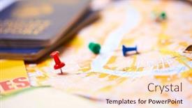  Presentation with travel itinerary - Cool new slide deck with pins-marking-travel-itinerary-points backdrop and a lemonade colored foreground