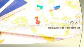  Presentation with travel itinerary - Slides with pins-marking-travel-itinerary-points background and a  colored foreground