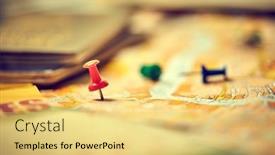  Presentation with travel itinerary - Presentation with pins-marking-travel-itinerary-points background and a  colored foreground