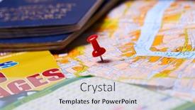  Presentation with travel itinerary - Slide set featuring pins-marking-travel-itinerary-points background and a  colored foreground