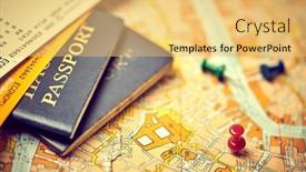  Presentation with travel itinerary - Presentation theme having pins-marking-travel-itinerary-points background and a yellow colored foreground
