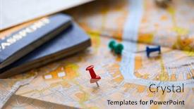  Presentation with travel itinerary - Slides with pins-marking-travel-itinerary-points background and a soft green colored foreground