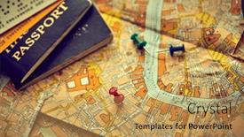  Presentation with travel itinerary - Theme having pins-marking-travel-itinerary-points background and a yellow colored foreground