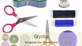  Presentation with sewing - Cool new presentation with pins needles - set of sewing items isolated backdrop and a lemonade colored foreground