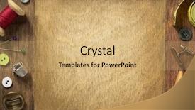  Presentation with sewing tools - Slide set enhanced with pins needles - sewing tools and accessories background and a coral colored foreground