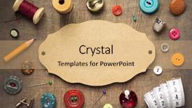  Presentation with sewing tools - Slide set featuring pins needles - sewing tools and accessories background and a coral colored foreground