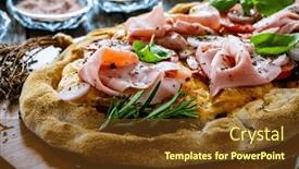  Presentation with vegetables - PPT theme consisting of pinsa-romana-with-cooked-ham background and a tawny brown colored foreground