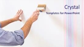  Presentation with glue - Colorful presentation theme enhanced with pinstripe - handyman painting wall with background backdrop and a sky blue colored foreground