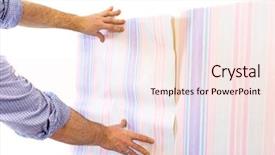  Presentation with wallpaper kopi - Presentation with pinstripe - handyman putting up wallpaper background and a sky blue colored foreground