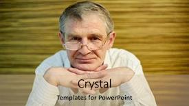  Presentation with gold man smile - Audience pleasing presentation theme consisting of pinstripe - portrait of smiling elderly grey-haired backdrop and a coral colored foreground