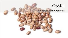  Presentation with beans - Audience pleasing theme consisting of heap of pinto beans isolated on white background backdrop and a lemonade colored foreground
