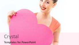  Presentation with heart love - Colorful PPT layouts enhanced with pinup-girl-holding-pink-heart backdrop and a coral colored foreground