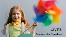  Presentation with pinwheel - Audience pleasing slides consisting of pinwheel - girl with colored pinwheel backdrop and a light gray colored foreground