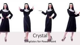  Presentation with nun - Slide deck consisting of pious - nun isolated on the white background and a soft green colored foreground