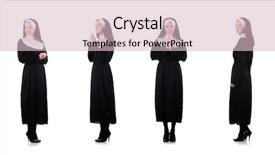  Presentation with nun - Colorful PPT theme enhanced with pious - young nun in religious concept backdrop and a lemonade colored foreground