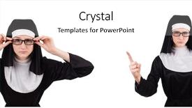  Presentation with nun - Cool new presentation theme with pious - young nun isolated backdrop and a white colored foreground