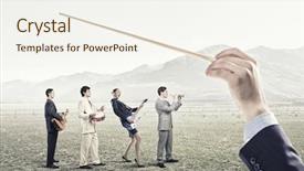  Presentation with music band - Theme featuring pipe band - conductor hand and business people background and a sky blue colored foreground