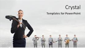  Presentation with play - Audience pleasing PPT layouts consisting of pipe band - he can play all instruments backdrop and a white colored foreground