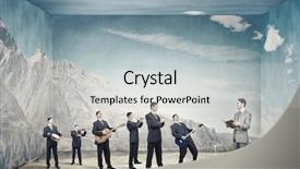  Presentation with music instruments - Presentation having pipe band - man orchestra in suit playing background and a light gray colored foreground