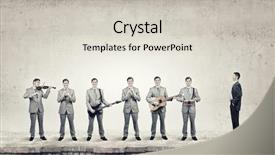  Presentation with music instruments - Slide set featuring pipe band - man orchestra in suit playing background and a lemonade colored foreground