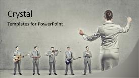  Presentation with woman leader - Presentation theme featuring pipe band - man orchestra playing different music background and a light gray colored foreground