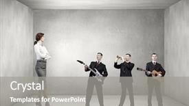  Presentation with music band - Audience pleasing slide deck consisting of pipe band - young man in suit backdrop and a gray colored foreground