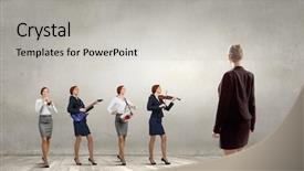  Presentation with music band - Cool new presentation theme with pipe band - young woman in suit playing backdrop and a light gray colored foreground