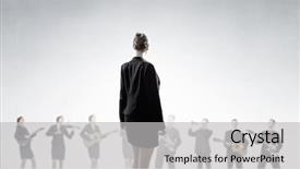  Presentation with music instruments - Theme having pipe band - young woman standing with back background and a  colored foreground