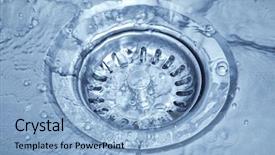  Presentation with stainless steel - Slides consisting of pipe drain - stainless steel sink background and a light blue colored foreground