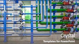  Presentation with hydraulics - PPT theme with pipe industry - architecture of an industrial hydraulics background and a gray colored foreground